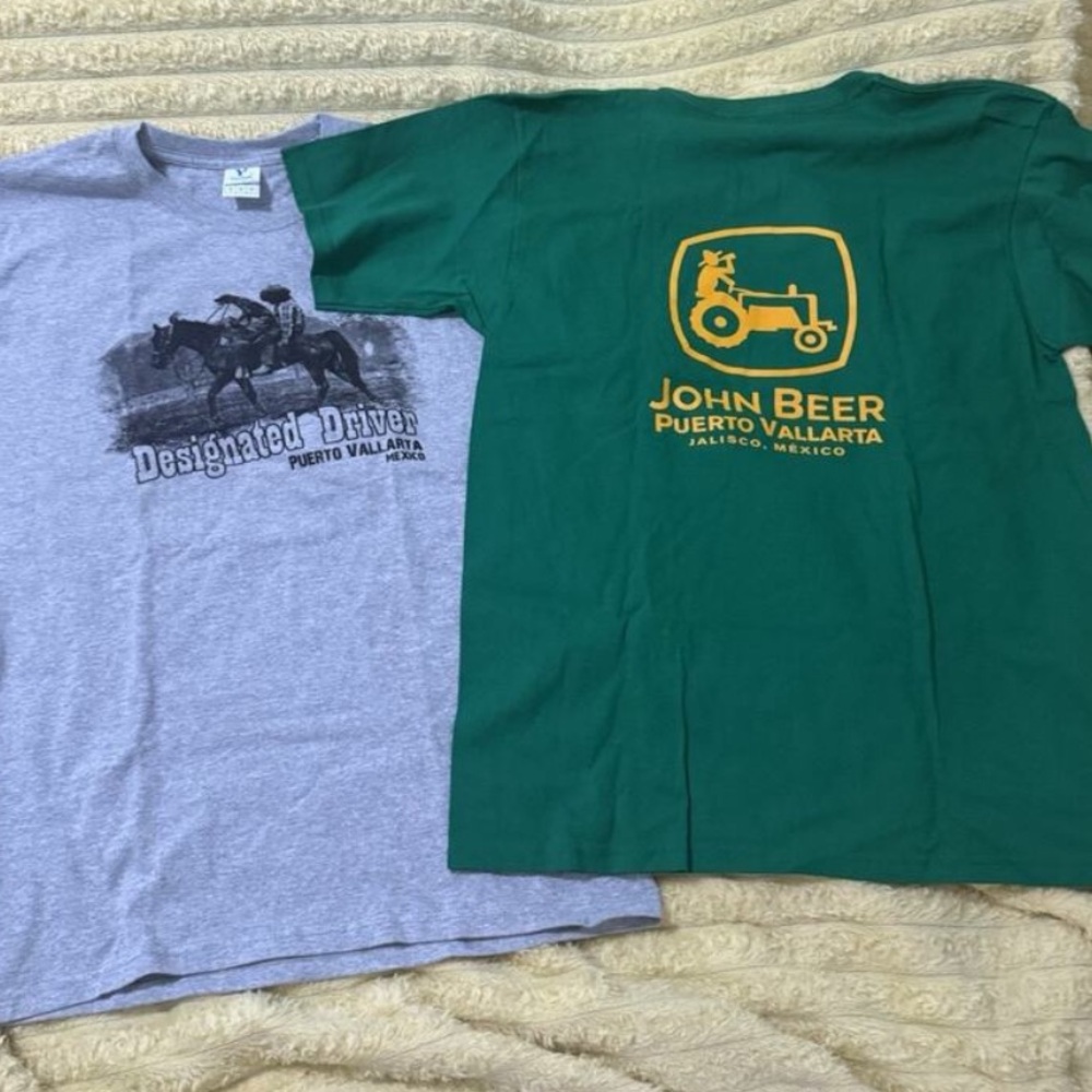 Men’s T- Shirts Lot Puerto Vallarta Western John Beer Funny Size Medium